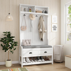 4-in-1 Hall Tree with Bench, Shoe Storage & Coat Rack
