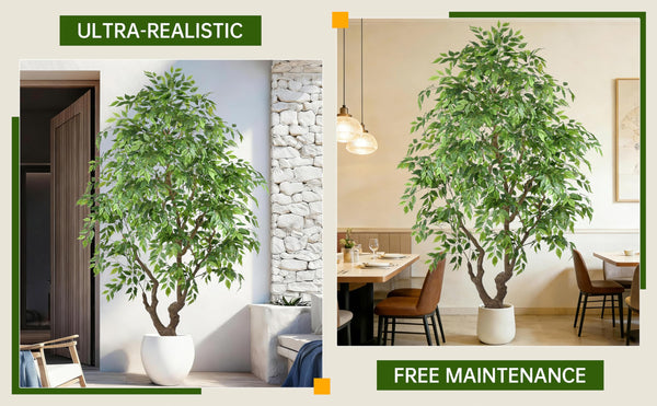 Large Artificial Ficus Tree with Realistic Leaves