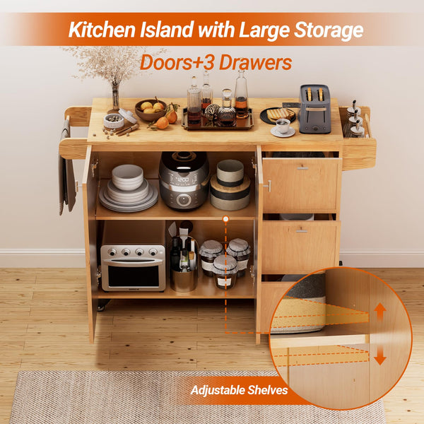 Rolling Kitchen Island with Storage