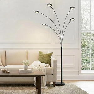 5-Head Arc Floor Lamp with Rotating LED Lights