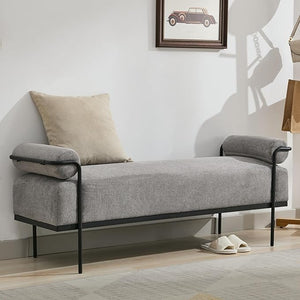 Upholstered End of Bed Bench with Metal Legs