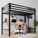 Twin Metal Loft Bed with Ladder and Guardrail