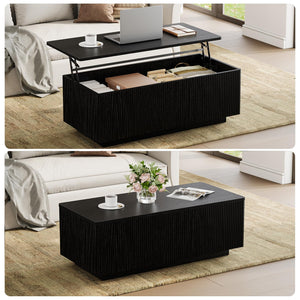 Fluted Lift-Top Coffee Table with Hidden Storage