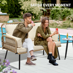 Outdoor Wicker Loveseat with Cushions