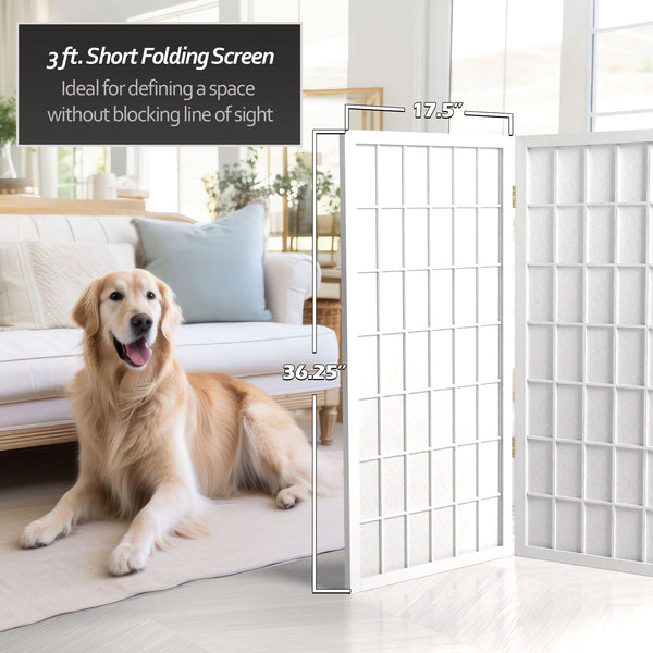 6-Panel Shoji Screen Room Divider – White Rice Paper & Wood