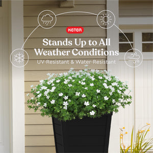 Set of 2 Tall Resin Tapered Planters 22-Inch