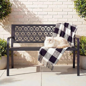 50" Outdoor Metal Garden Bench with Backrest & Armrests