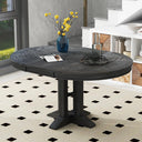 Extendable Round Dining Table with Oak Veneer Top