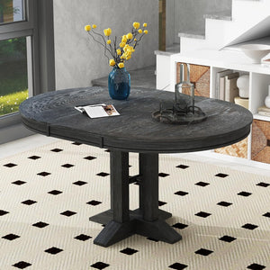Extendable Round Dining Table with Oak Veneer Top