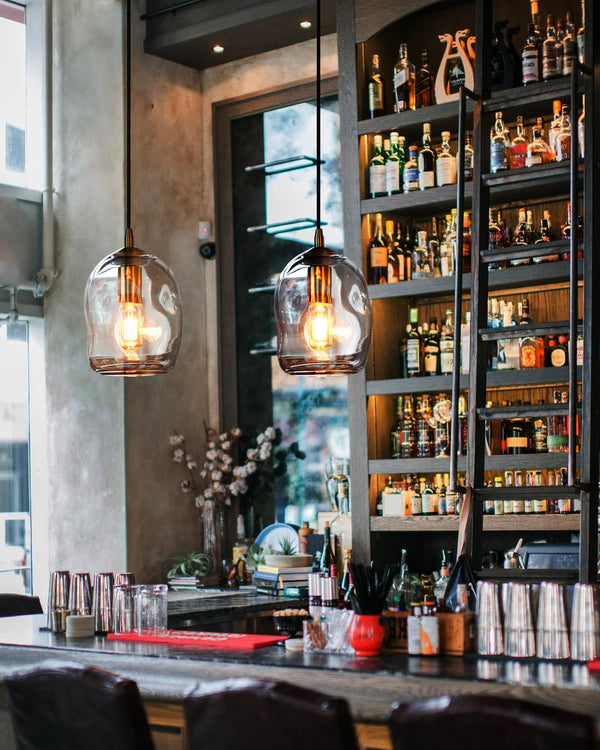 Clear Glass Globe Pendant Lights with Brass Hardware