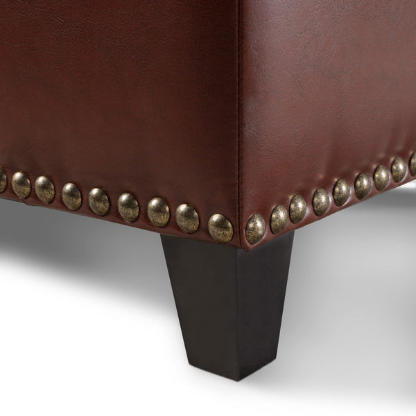 Storage Ottoman with Tufted Lid & Nailhead Trim