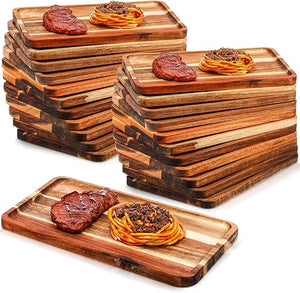 Acacia Wood Serving Tray Set – Rectangular Wooden Platter