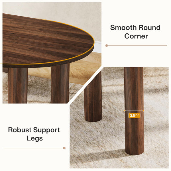 63" Oval Dining Table for 6 – Walnut MDF Kitchen Table