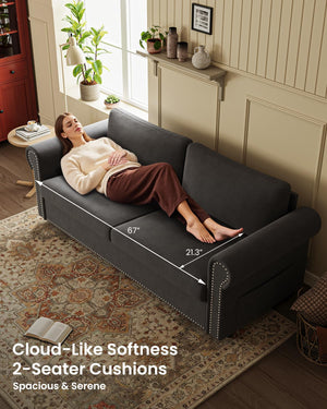 Queen Pull Out Sofa Bed with Memory Foam Mattress