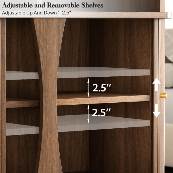 Buffet Sideboard Cabinet with Roller Shutter Sliding Doors & Adjustable Shelves
