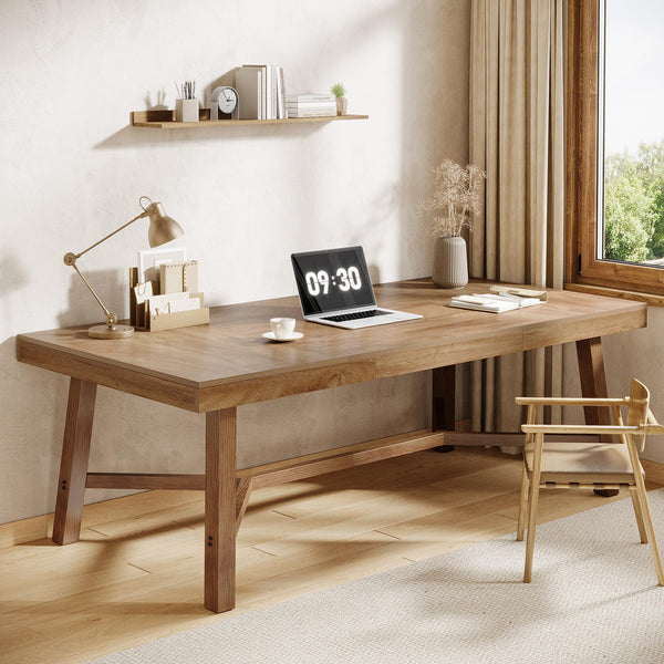 71-Inch Farmhouse Executive Desk with Metal Legs