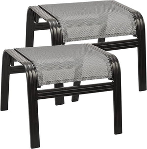 Outdoor Metal Patio Ottoman Footstool Set of 2