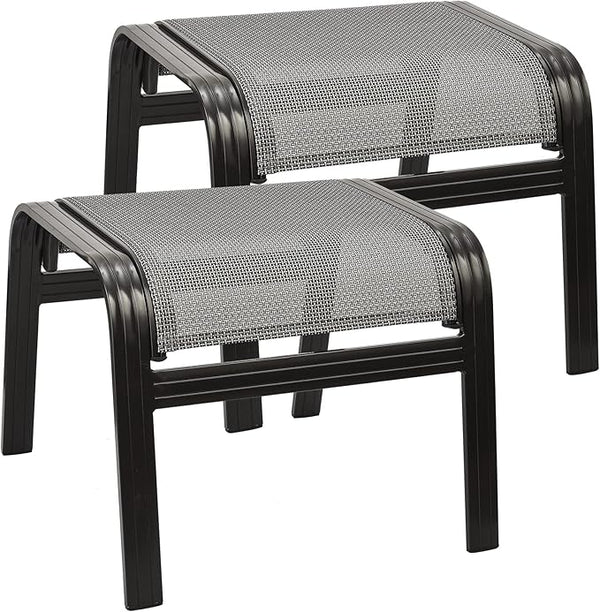 Outdoor Metal Patio Ottoman Footstool Set of 2