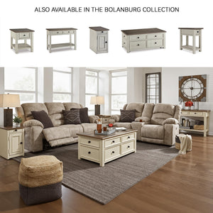 Farmhouse Chairside End Table with Charging Station and Drawer