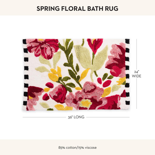 Spring Floral Cotton Bath Rug 24" x 36"