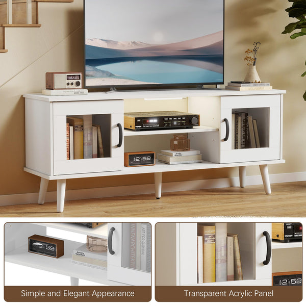 Mid-Century Modern TV Stand with LED Light — Fits up to 55"