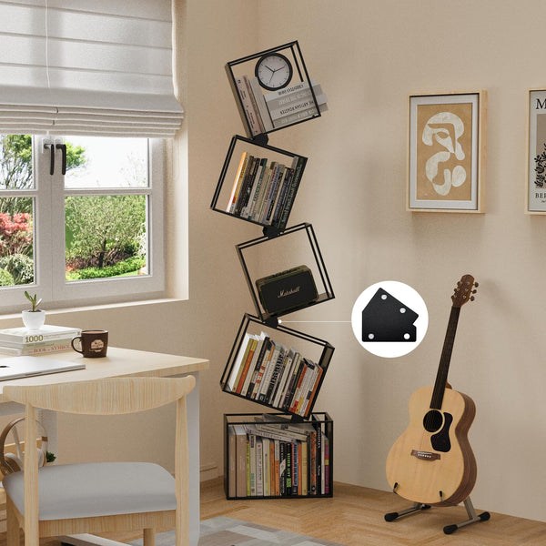 5-Tier Geometric Metal Bookshelf