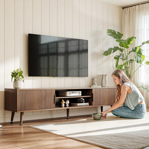62-Inch TV Stand with Storage – Mid-Century Modern Media Console