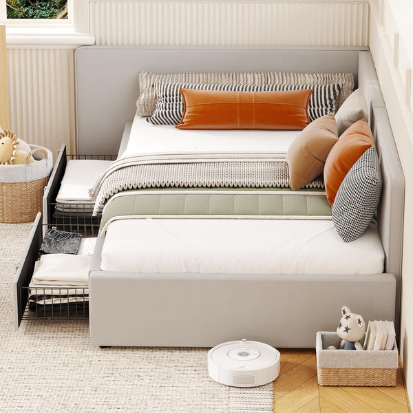 Twin Velvet Daybed with Storage Drawers