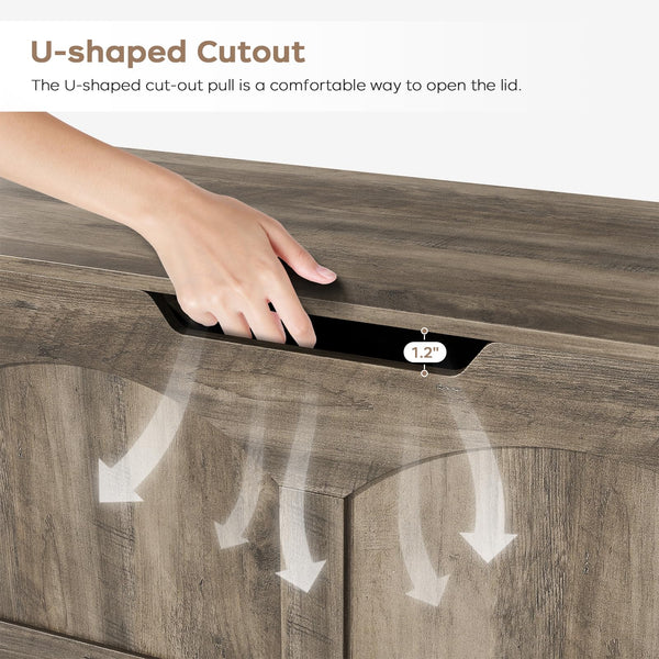 Retro Wooden Storage Bench with Safety Hinges