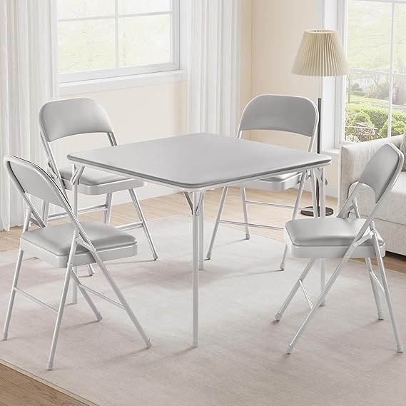 5-Piece Folding Table and Chair Set with Metal Frame