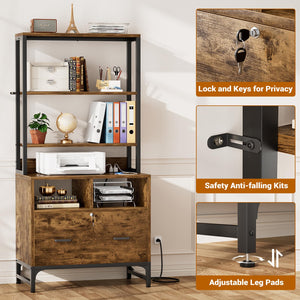 Vertical File Cabinet with Charging Station