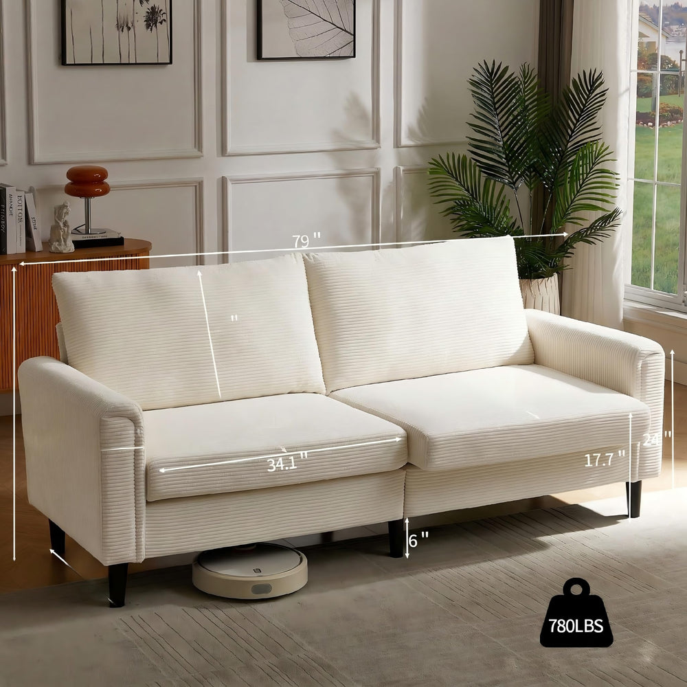 80" Corduroy Loveseat Sofa – Beige