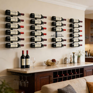 Wall Mount Wine Rack – Black Metal Bottle Holder