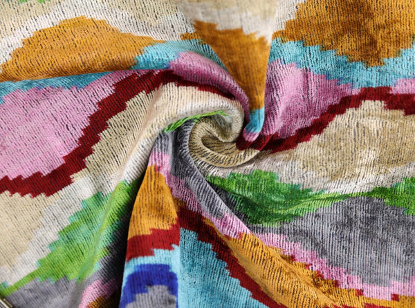 Colorful Wave Silk Velvet Throw Pillow 16x24