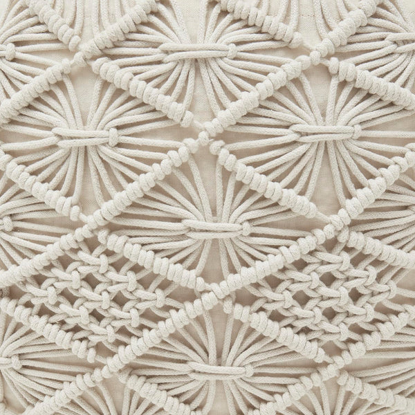 Hand Knitted Cotton Macrame Pouf Ottoman