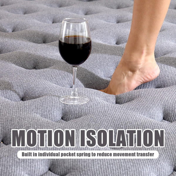 Full Size Hybrid Mattress 12 Inch with Pocket Springs & Gel Memory Foam