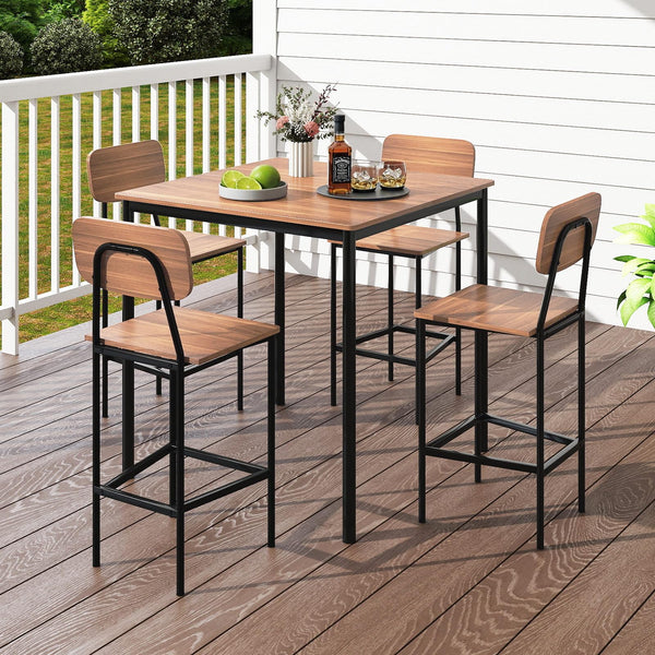 5-Piece Counter Height Dining Table Set with 4 Bar Stools