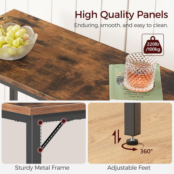 63-Inch Connectable Bar Table with Metal Frame