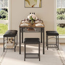 Dining Table Set for 4 with Benches & Stools