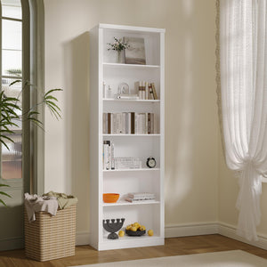 75" Tall 6-Tier Bookcase with 2 Adjustable Shelves