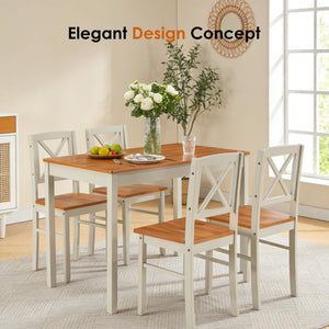 5-Piece Farmhouse Dining Table Set with 4 Chairs