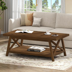 2-Tier Farmhouse Coffee Table with Storage