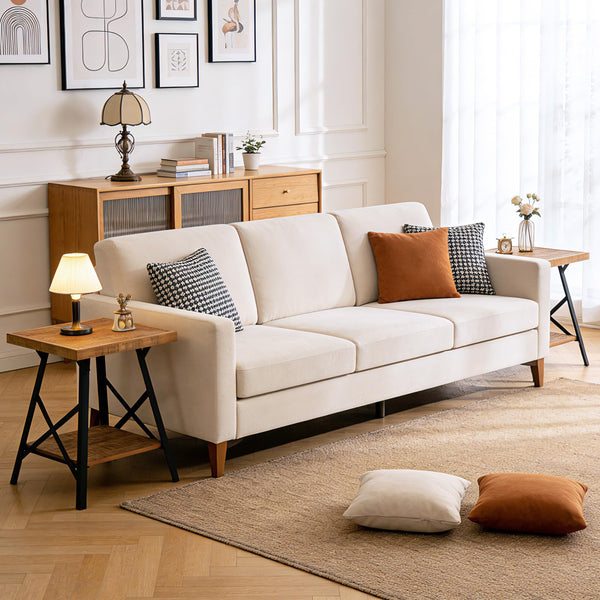 2-Tier Solid Wood End Table with Storage Shelf