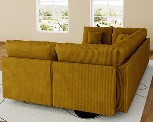 Plush Corduroy U-Shaped Modular Sectional Sofa with Storage