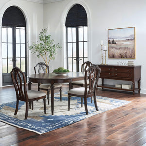4-Drawer Dining Server with Open Shelf – Dark Brown