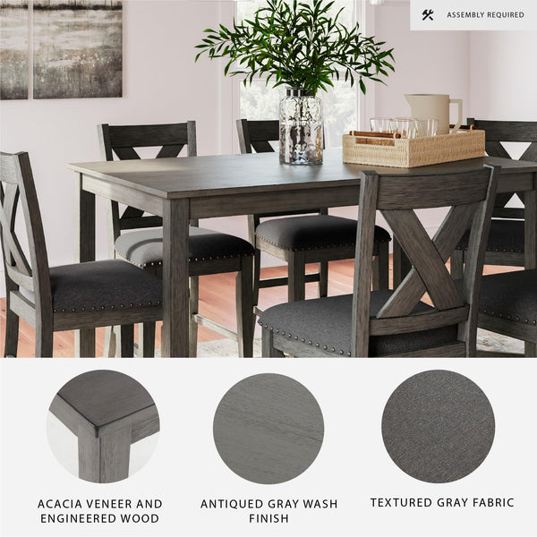7-Piece Counter Height Dining Set with Upholstered Bar Stools & Nailhead Trim