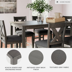 7-Piece Counter Height Dining Set with Upholstered Bar Stools