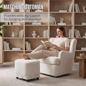 360° Swivel Wingback Accent Chair with Ottoman