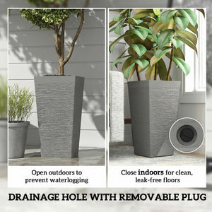 22.8" Tall Outdoor Planters Set of 3 with Wheels & Drainage