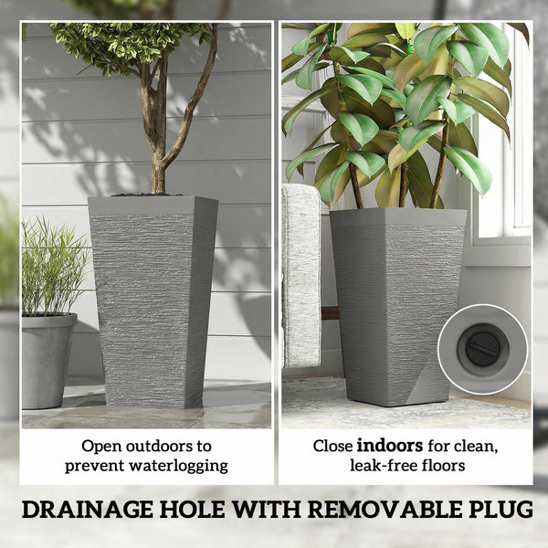 22.8" Tall Outdoor Planters Set of 3 with Wheels & Drainage